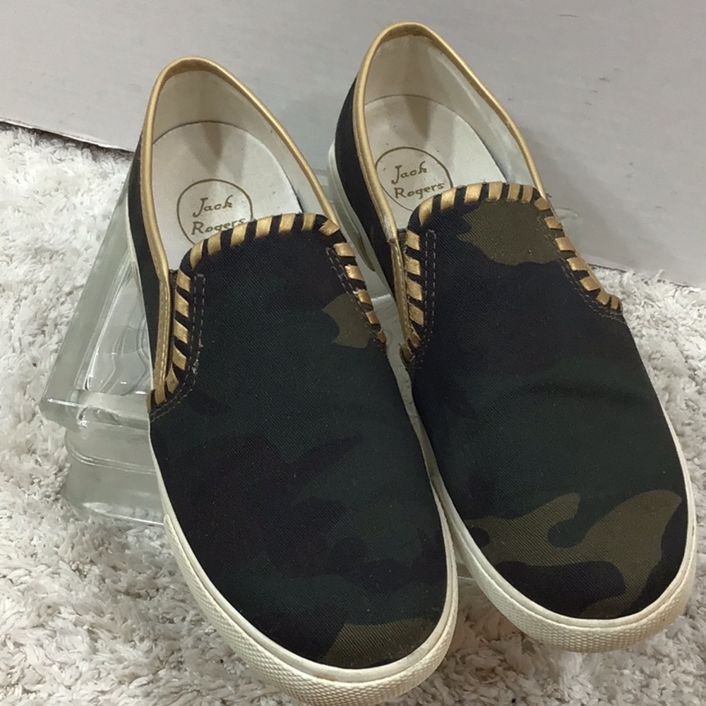 Jack Rogers green camo slip on sneakers 7.5